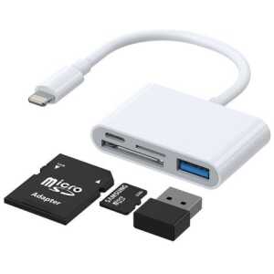 Joyroom Converter HUB Lightning (male) to USB OTG (female) + Type-C (Female) + Card Readers (SD,TF), White (S-H142) - Image 3