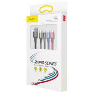 Baseus Cable Fast 4-in-1 For Lightning(2) + Type-C + Micro 3.5A 1.2m Black (CA1T4-A01)