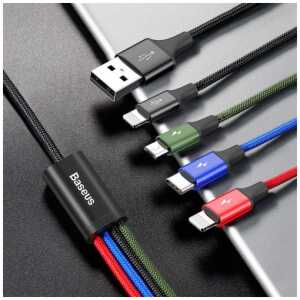 Baseus Cable Fast 4-in-1 For Lightning(2) + Type-C + Micro 3.5A 1.2m Black (CA1T4-A01) - Image 3