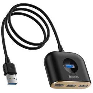 Baseus HUB Square round 4in1 USB Adapter USB3.0*1 + USB2.0*3 1m Black (CAHUB-AY01) - Image 3