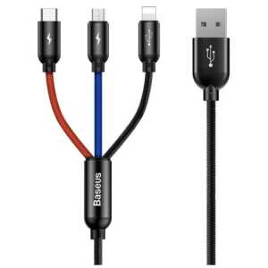 Baseus Cable Three Primary Colors Light/Type-C/Micro Nylon Braid 3.5A 1.2m Black (CAMLT-BSY01) - Image 3