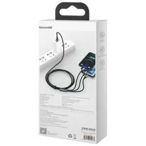 Baseus Universal Tungsten 3-in-1 USB cable (Type C / Lightning / micro USB) 3.5A 1.5m Black (CAMLTWJ-01) - Image 3
