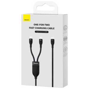 Baseus Universal Cable, Flash Series II 2-in-1 Fast Charging Cable (Type-C to Type-C + Type-C) 100W, 1.5m, Black (CASS060001)