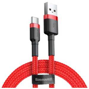 Baseus Type-C Cafule cable 2A, 3m Red/Red (CATKLF-U09) - Image 3