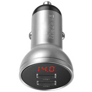 Baseus Car Charger Digital Display Dual USB 4.8A 24W Silver (CCBX-0S) - Image 3