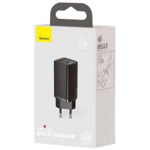 Baseus Travel Charger GaN2 Lite Quick Charger C+U QC 3.0 PD 3.0 65W EU Black (CCGAN2L-B01)