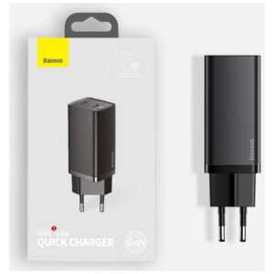 Baseus Travel Charger GaN2 Lite Quick Charger C+U QC 3.0 PD 3.0 65W EU Black (CCGAN2L-B01) - Image 3