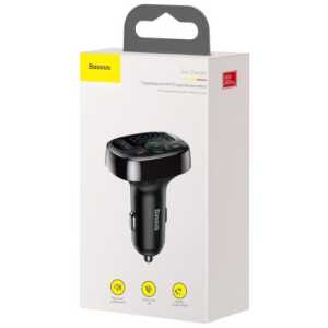 Baseus Car Charger Bluetooth FM Transmitter S-09A, BT. 4.2, 10m Range, 2x USB-A 3.4A, Micro SD card Reader, Black (CCMT000001)