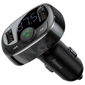 Baseus Car Charger Bluetooth FM Transmitter S-09A, BT. 4.2, 10m Range, 2x USB-A 3.4A, Micro SD card Reader, Black (CCMT000001) - Image 3