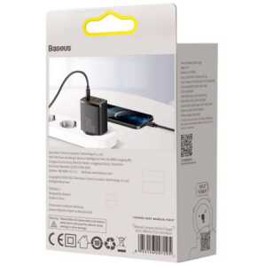 Baseus Travel Charger Compact Quick Charger U+U+C PD3.0, QC 3.0 30W EU Black (CCXJ-E01) - Image 3
