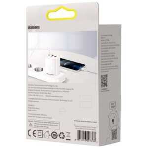 Baseus Travel Charger Compact Quick Charger U+U+C PD3.0, QC 3.0 30W EU White (CCXJ-E02) - Image 3