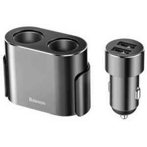 Baseus Car charger One to Two Cigarette Lighter(dual- lighter 80W+dual USB 3.1A) Black (CRDYQ-01) - Image 3