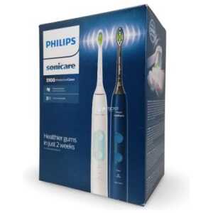 Philips Electric Toothbrush Sonicare ProtecticeClean 5100 Series Duo Pack with Case HX6851/34 Black/White EU