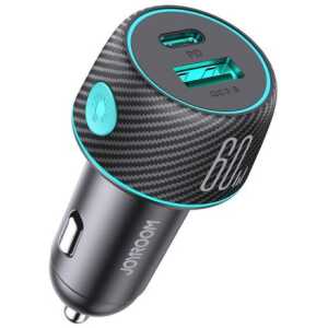 Joyroom Car Charger U+C, QC 3.0, PD, 60W, RGB, Black (JR-CCN01) - Image 3