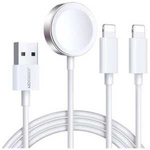 Joyroom Wireless Charger 3-in-1 Qi+Lightning+Lightning cable for iPhone and Apple Watch All Series with USB cable 1.2m, 3.5W, White (S-IW007) - Image 3