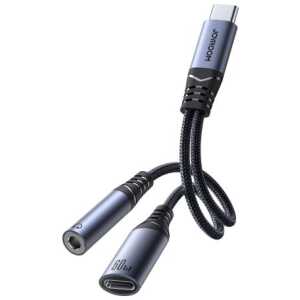 Joyroom Adapter DAC 2-in-1 Type-C to 3.5mm Mini Jack/ Type-C, 60W, 0.14m, Black (SY-C02) - Image 3
