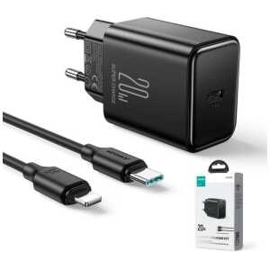 Joyroom Travel Charger Type-C, PD 20W with Type-C to Lightning cable, 1m, Black (JR-TCF06) - Image 3