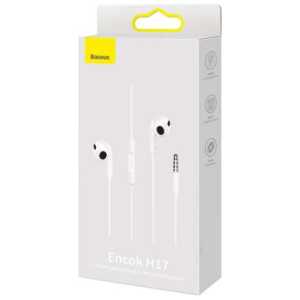 Baseus Earphone Encok H17 in-ear wired earphone with 3.5mm jack wired headphones White (NGCR020002)