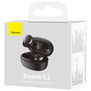 Baseus Earphone Bluetooth Bowie E2 BT 5.2, TWS AV Synchronization, Low Latency, IP55, Black (NGTW090001) - Image 2