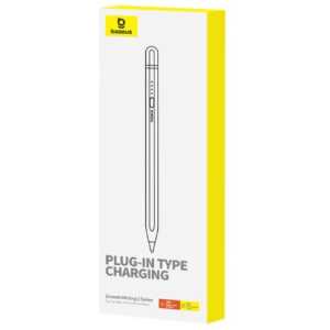 Baseus Tablet Tool Pen Smooth Writing 2 with LED Indicator + Active Replaceable Tip for iPad, with USB-A to Lightning cable, White (P80015806211-02)