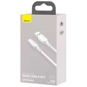 Baseus Type-C Simple Wisdom cable (2pcs/set) 5A 1.5m White (TZCATZJ-02)
