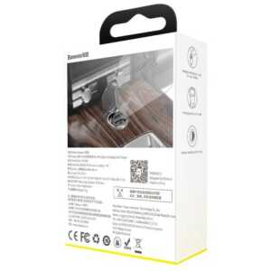 Baseus Car Charger Tiny Star Mini Quick Charge, U+Um 12/24V, 30W Gray (VCHX-A0G) - Image 3