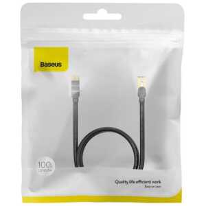 Baseus Network Cable High Speed (CAT7) of RJ45 (round cable) 10 Gbps, 1m Black (WKJS010101) - Image 3