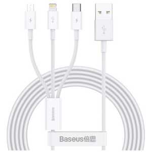 Baseus Cable Superior Series 3-in-1 Fast Charging Data Cable USB to M+L+C 3.5A 1.5m White (CAMLTYS-02) - Image 3