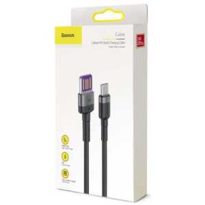 Baseus Type-C Cafule SuperCharge 40W PD 3.0, QC 3.0, 40W, 1m Gray/Black (CATKLF-PG1) - Image 2