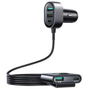 Joyroom Car Charger 5-in-1, C+C+U+U+U, QC 3.0, PD 3.0, FCP, AFC, 12V/24V, 72W, Black (JR-CL05) - Image 3