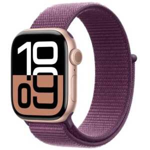 Apple Watch Series 10 GPS 46mm Rose Gold Alu case, Plum Sport Loop MWWV3