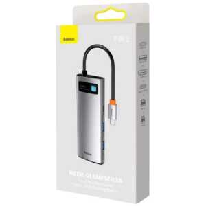 Baseus HUB Metal Gleam series 7-in-1 Multifunctional (Type-C to 2x USB 3.0, PD 100W / HDMI 4K 30Hz / RJ45 1Gbps, Type-C basic) Gray (WKWG020113)