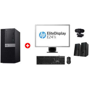 DELL PC OptiPlex 7060 MT, Refurbished Grade A Repainted, i5-8600, 16/256GB M.2, DVD-RW, Windows 11 Home, με οθόνη E241I/ποντίκι/πληκτρολόγιο/ηχεία/camera