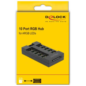 DELOCK RGB hub 64128 για ARGB LEDs, 10 θύρες, μαύρο - Image 3