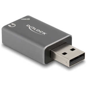 DELOCK εξωτερική κάρτα ήχου 66633, 2x 3.5mm, USB σύνδεση, γκρι - Image 3