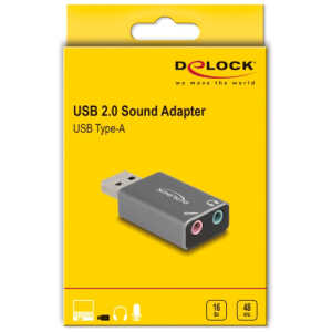 DELOCK εξωτερική κάρτα ήχου 66633, 2x 3.5mm, USB σύνδεση, γκρι - Image 4