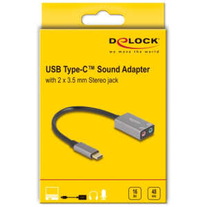 DELOCK εξωτερική κάρτα ήχου 67071, 2x 3.5mm, USB-C σύνδεση, γκρι - Image 3