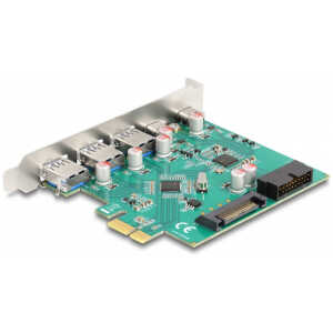 DELOCK κάρτα επέκτασης PCIe x1 σε 3x USB/2x USB-C/19-pin 90109, 5Gbps - Image 2