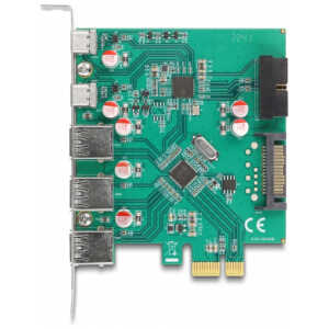 DELOCK κάρτα επέκτασης PCIe x1 σε 3x USB/2x USB-C/19-pin 90109, 5Gbps - Image 3