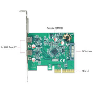 DELOCK κάρτα επέκτασης PCI Express x4 σε 2x USB-C 90397, 10 Gbps - Image 2