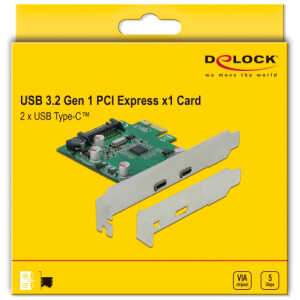 DELOCK κάρτα επέκτασης PCIe x1 σε 2x USB-C 90493, 5Gbps - Image 4