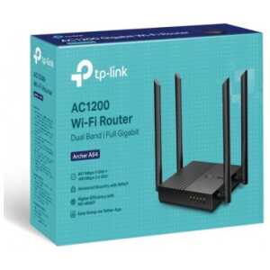 TP-Link Wi-Fi Router Archer A64 AC1200, 1200Mbps, LAN/WAN, 802.11ac, Black EU