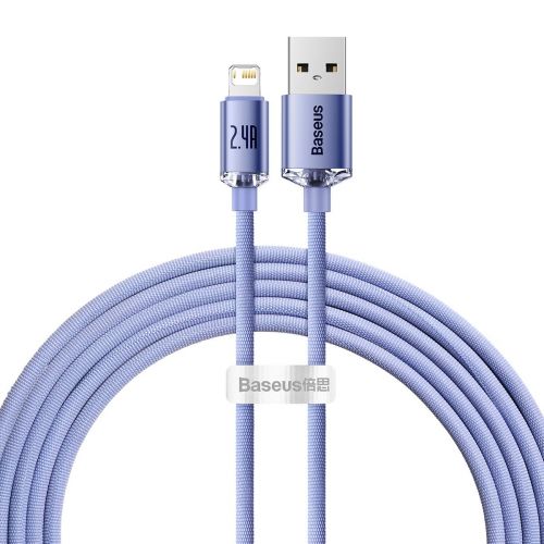 Baseus Lightning Crystal Shine Cable Series Fast Charging Data Cable 2.4A 2m Purple (CAJY000105) - Image 3