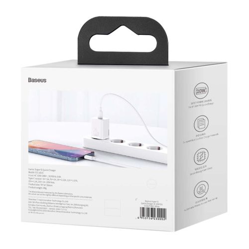 Baseus Travel Charger set Super Si 1C PD Fast charger 20W EU White (CCSUP-B02) - Image 3