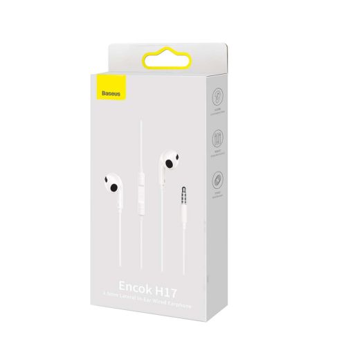 Baseus Earphone Encok H17 in-ear wired earphone with 3.5mm jack wired headphones White (NGCR020002)