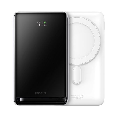 Baseus Power Bank Magnetic Wireless charging (With Xiaobai Type-C to Type-C 60W(20V/3A) 0.5m) MagSafe 15W / PD 20W, 10000 mAh, White (PPCX000202) - Image 3