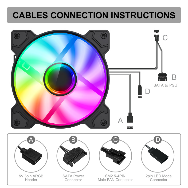 POWERTECH ανεμιστήρας για PC SP-PT-1309-1, master, ARGB LED, 120mm, 1200RPM - Image 3