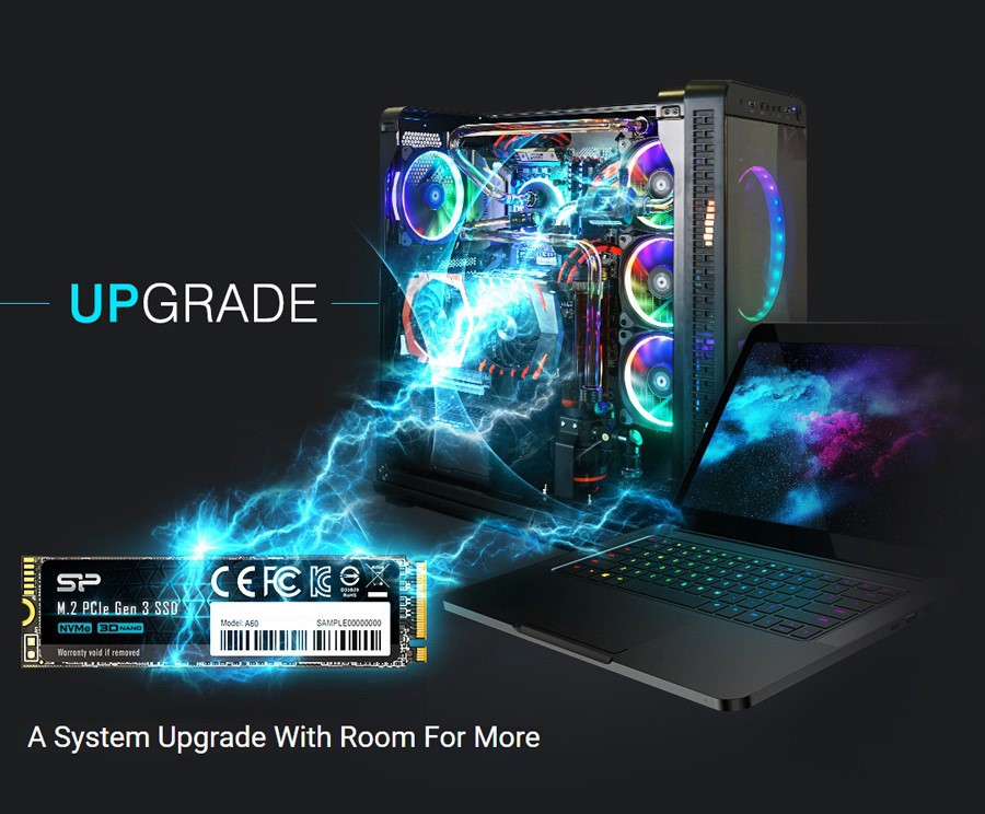 SILICON POWER SSD PCIe Gen3x4 P34A60 M.2 2280, 1TB, 2.200-1.600MB/s - Image 2