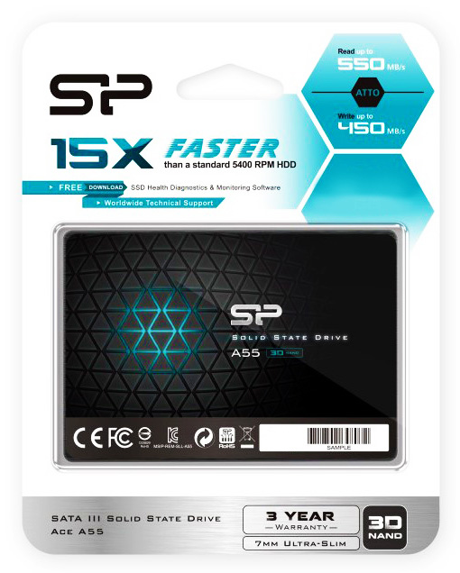 SILICON POWER SSD A55 1TB, 2.5", SATA III, 500-450MB/s, 7mm - Image 2