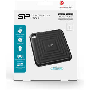 SILICON POWER εξωτερικός SSD PC60, 1TB, USB 3.2, 540-500MB/s, μαύρος - Image 6